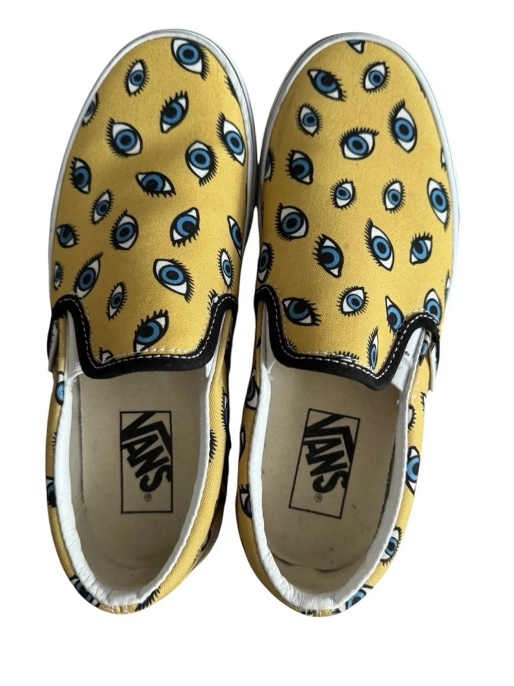 Vans Looking Glass Slip On Sneakers Eyeballs Yellow Size 7